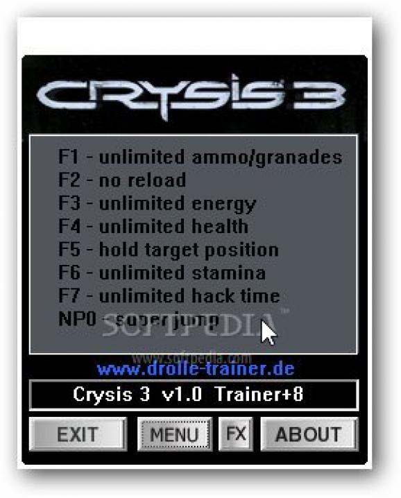 Crysis 3 +8 Trainer for 1.0 screenshot