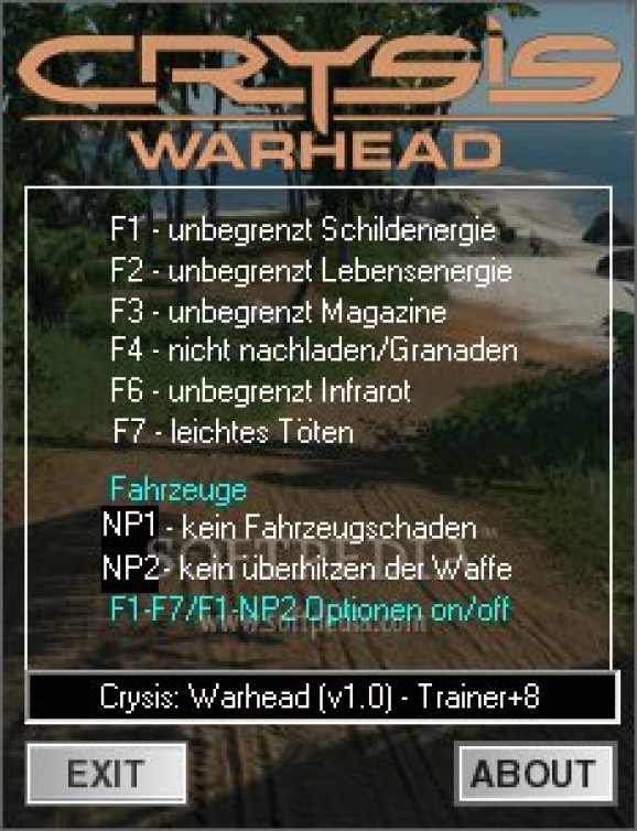 Crysis: Warhead Trainer +9 for 1.0 screenshot