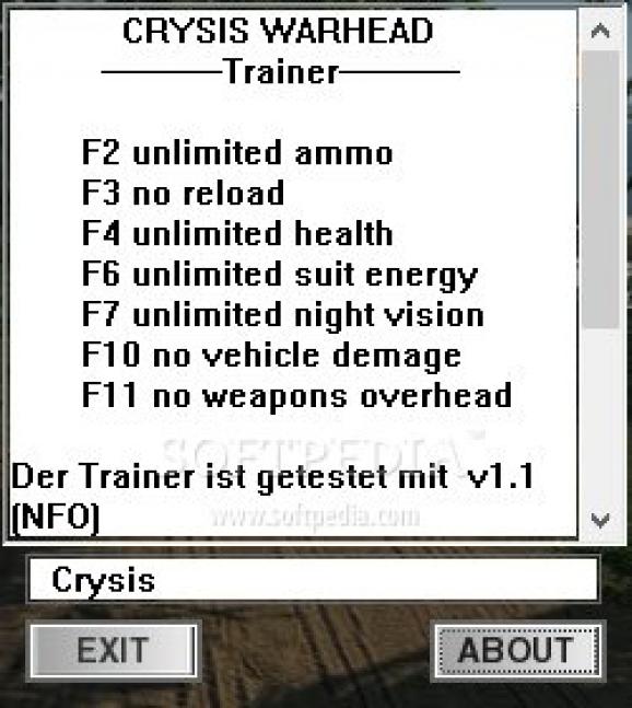 Crysis: Warhead Trainer +9 for 1.1 screenshot