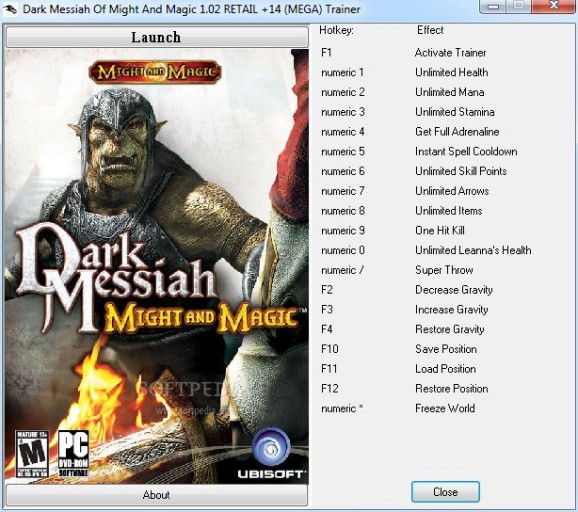 Dark Messiah of Might and Magic +14 Trainer for 1.02 screenshot