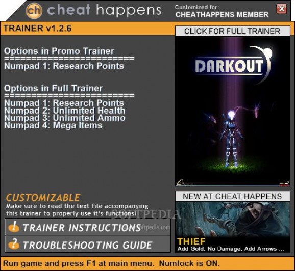 Darkout +1 Trainer screenshot