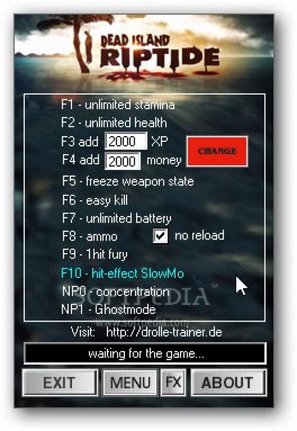 Dead Island: Riptide +11 Trainer for 1.4.0 screenshot