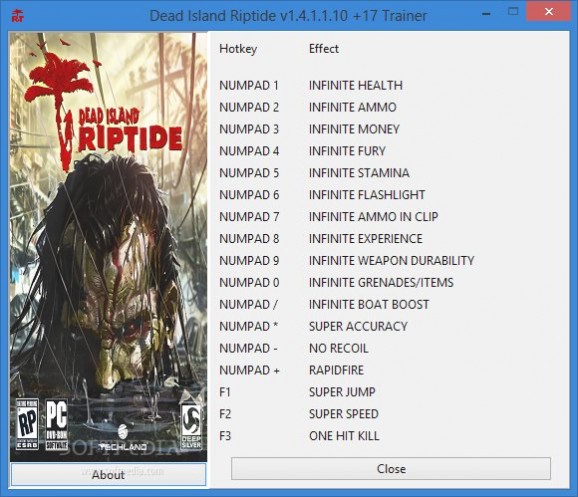 Dead Island: Riptide +17 Trainer for 1.4.1.1.10 screenshot
