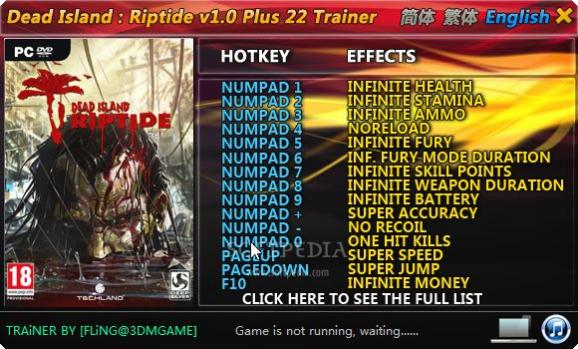 Dead Island: Riptide +22 Trainer for 1.4.0 screenshot
