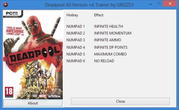 Deadpool +6 Trainer screenshot