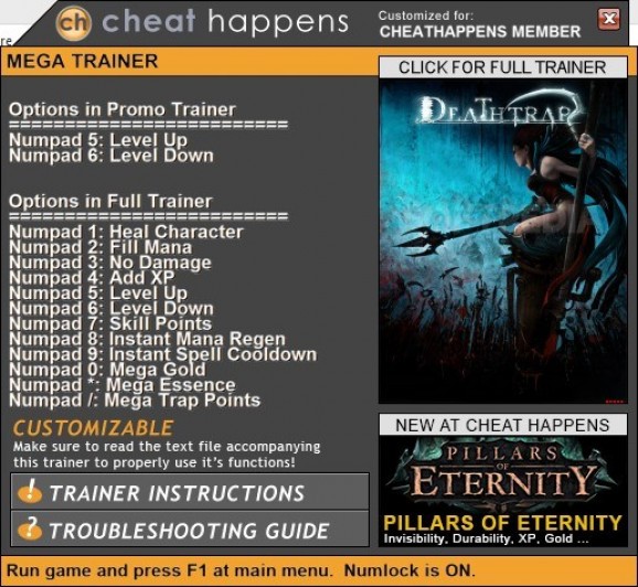 DeathTrap +2 Trainer screenshot