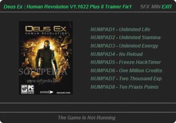 Deus Ex: Human Revolution +8 Trainer for 1.1 screenshot