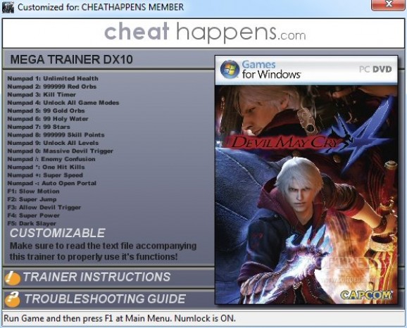 Devil May Cry 4 +19 Trainer for 1.0 Dx10 screenshot