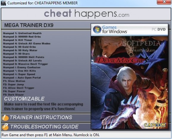 Devil May Cry 4 +19 Trainer for 1.0 Dx9 screenshot