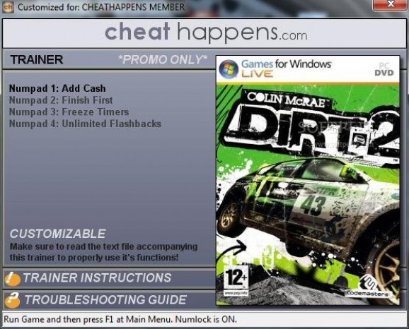 Dirt 2 +1 Trainer screenshot