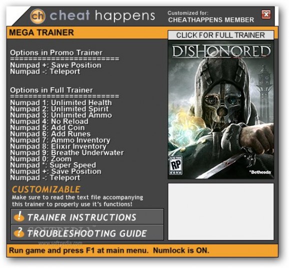 Dishonored +2 Trainer screenshot