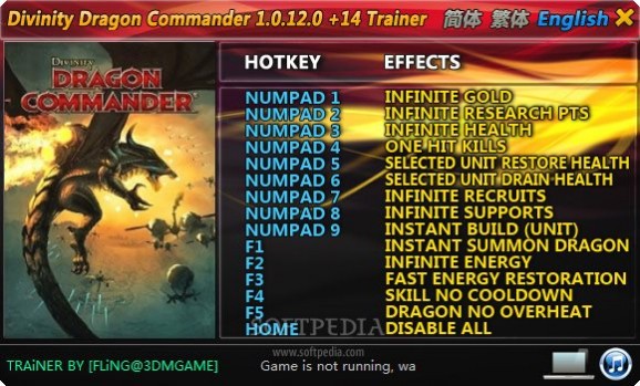 Divinity: Dragon Commander +14 Trainer for 1.0.12.0 screenshot