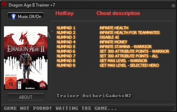Dragon Age 2 +7 Trainer screenshot