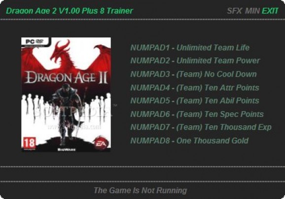 Dragon Age 2 +8 Trainer screenshot