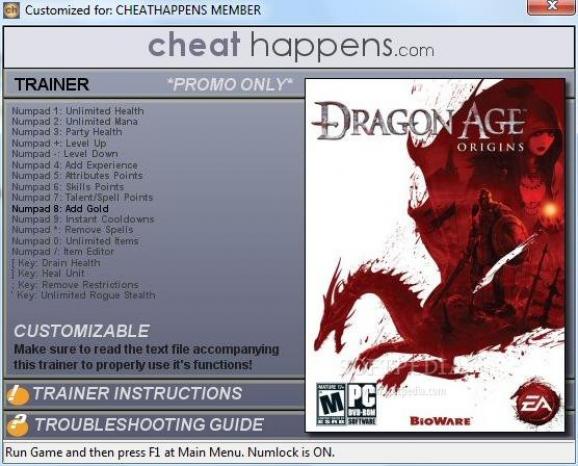 Dragon Age: Origins +1 Trainer screenshot