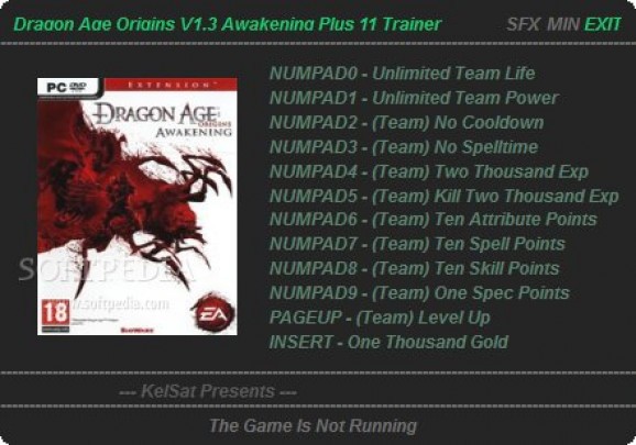 Dragon Age: Origins - Awakening +11 Trainer for 1.03 screenshot
