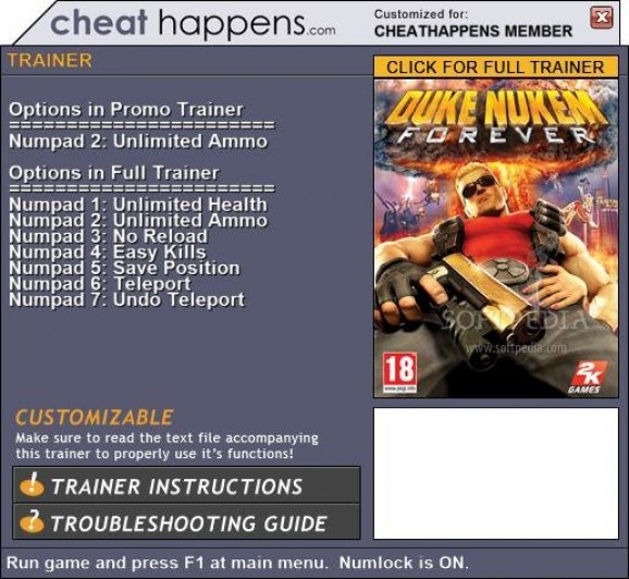 Duke Nukem Forever +1 Trainer screenshot