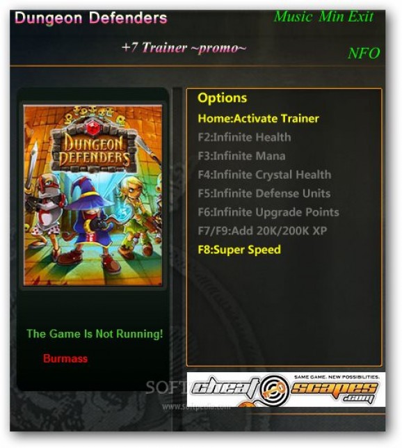 Dungeon Defenders +1 Trainer for 7.25C screenshot