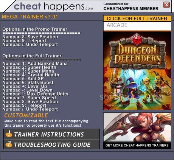 Dungeon Defenders +3 Trainer screenshot