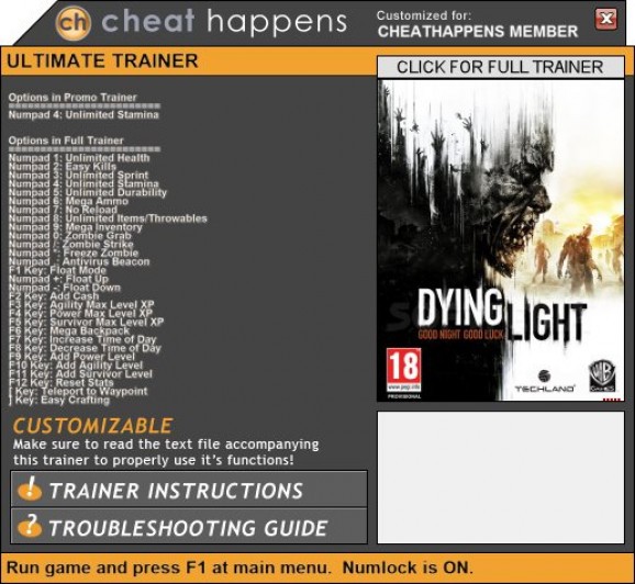 Dying Light +1 Trainer screenshot