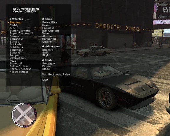 EFLC Vehicle Menu screenshot