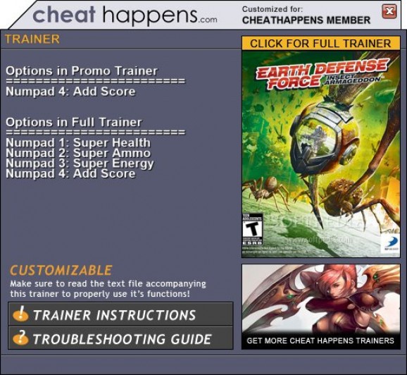Earth Defense Force: Insect Armageddon +1 Trainer screenshot