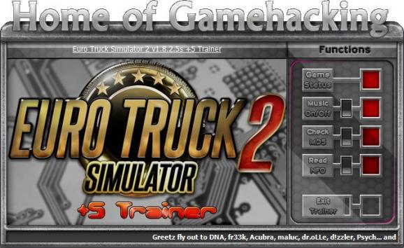 Euro Truck Simulator 2 +5 Trainer for 1.8.2.5s screenshot
