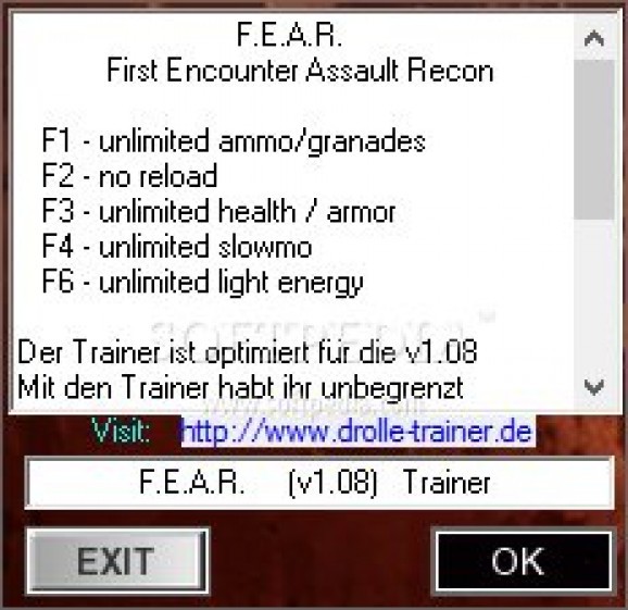 F.E.A.R. +5 Trainer for 1.08 screenshot
