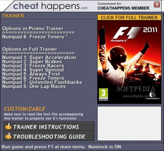 F1 2011 +1 Trainer screenshot
