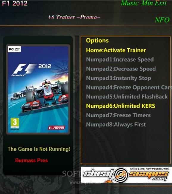 F1 2012 +1 Trainer for 1.3.3.0 screenshot