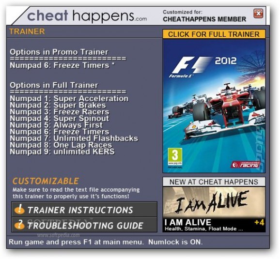 F1 2012 +1 Trainer screenshot