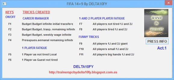 FIFA 14 +9 Trainer for 1.2.0.0 (Fix 4 and Update 1) screenshot
