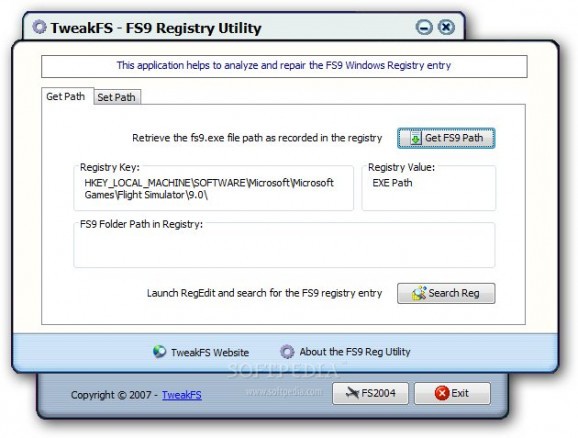 FS9 Registry Utility screenshot