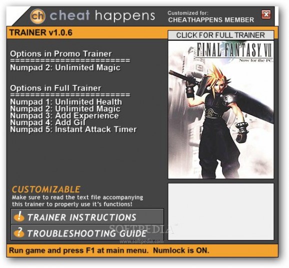 Final Fantasy 7 +1 Trainer screenshot