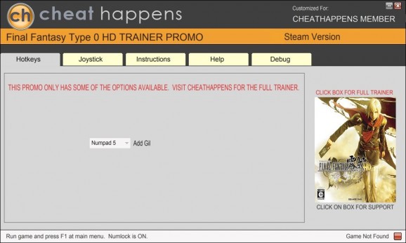 Final Fantasy Type-0 +1 Trainer screenshot