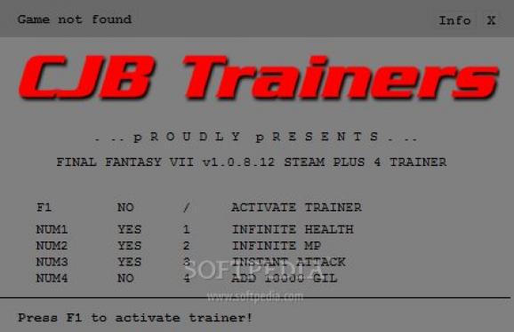 Final Fantasy VII +4 Trainer for 1.0.8.12 Steam screenshot