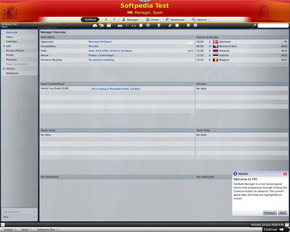 Football Manager 2009 Strawberry Demo screenshot