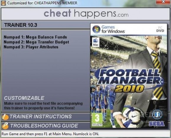 Football Manager 2010 +3 Trainer for 10.3.0 screenshot