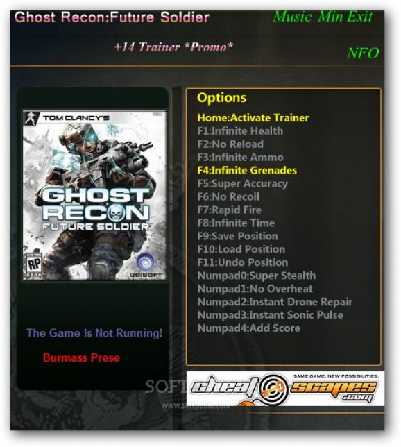 Ghost Recon: Future Soldier +1 Trainer for 1.2.120803 screenshot