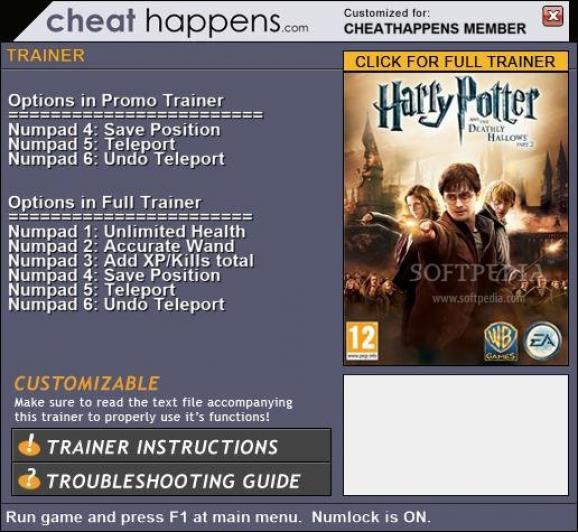 Harry Potter and the Deathly Hallows Part 2 +3 Trainer screenshot