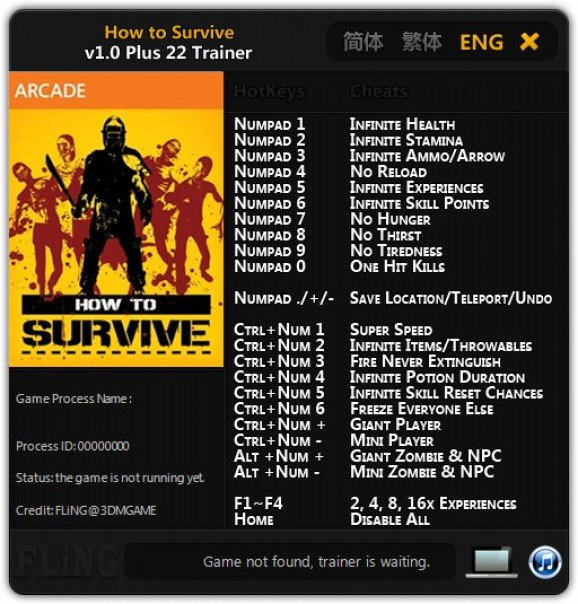 How to Survive +22 Trainer for 1.0 screenshot
