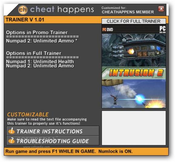 Intrusion +1 Trainer screenshot
