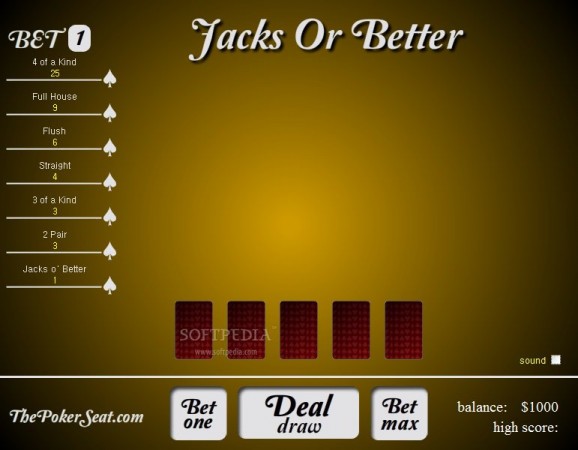 Jacks or Better Poker screenshot