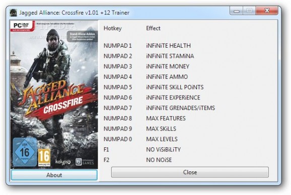 Jagged Alliance: Crossfire +12 Trainer for 1.01 screenshot