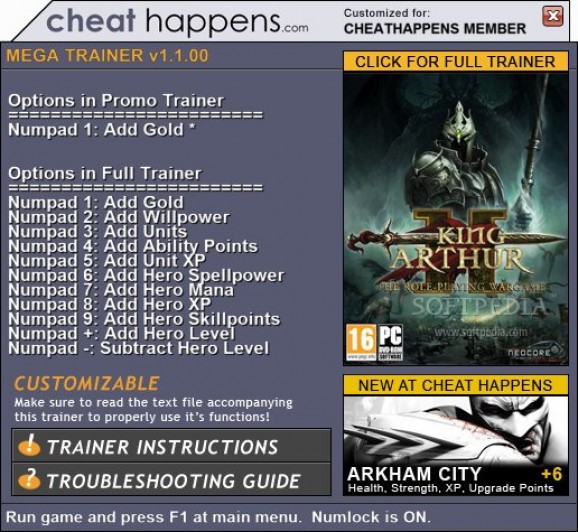 King Arthur II +1 Trainer screenshot