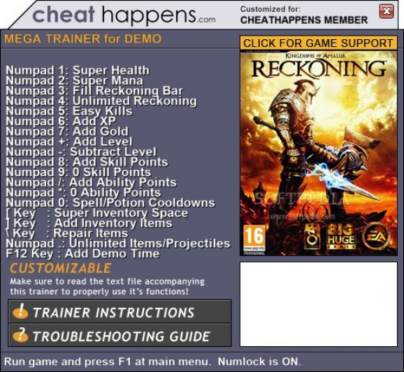 Kingdoms of Amalur: Reckoning +15 Trainer for Demo screenshot