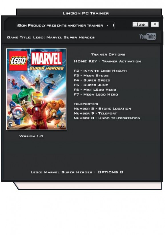 LEGO Marvel Super Heroes +8 Trainer for 1.0 screenshot