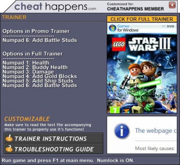 LEGO Star War 3: The Clone Wars +1 Trainer screenshot