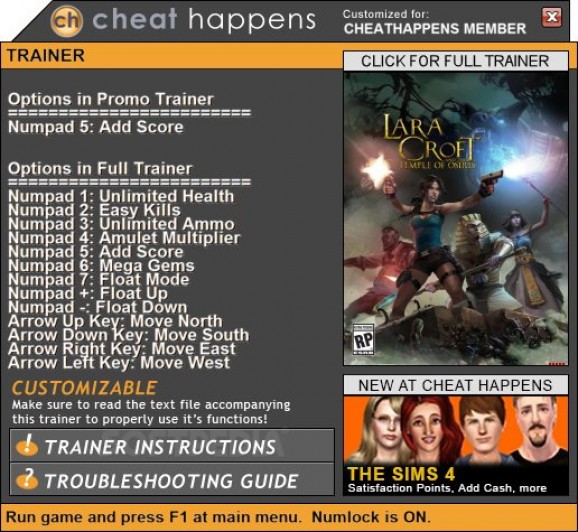 Lara Croft and the Temple of Osiris +1 Trainer screenshot