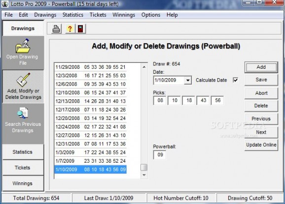 Lotto Pro 2009 Lottery Software screenshot